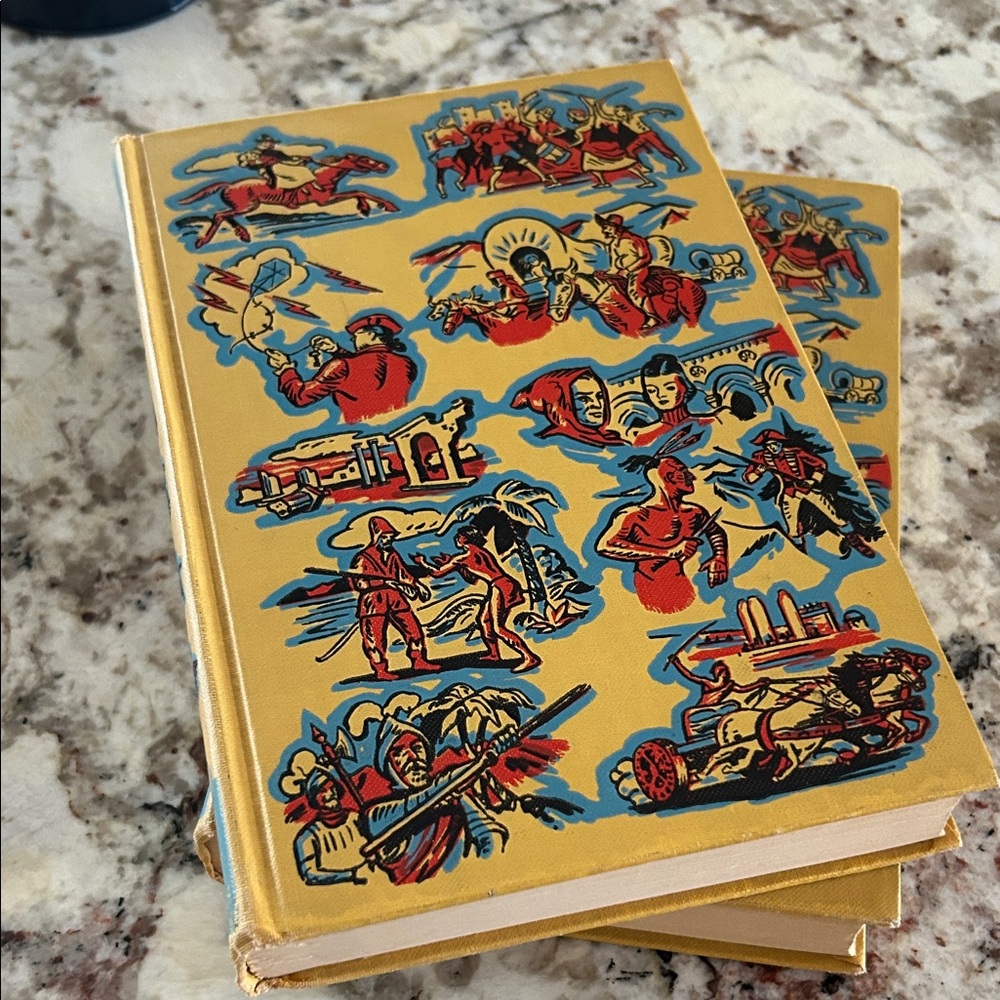 Vintage-Style Illustrated Yellow Hardcover junior classics Book Set